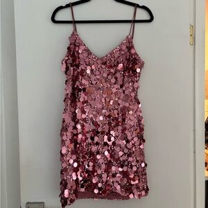 Pink Sequin Mini Dress